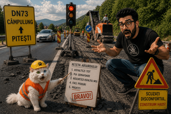 Absurdul de pe DN73 Câmpulung – Pitești: Cum să asfaltezi tot drumul, ca apoi să pui semafoare și să râschetezi asfaltul nou pentru poduri!